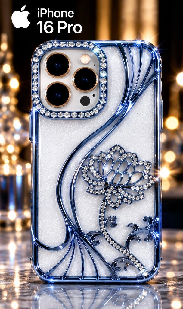 iPhone 16 Pro Flower Clear Glitter MagSafe Ring Case