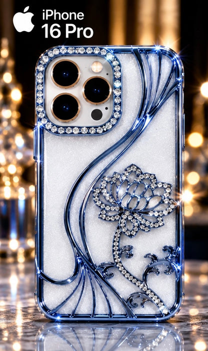 iPhone 16 Pro Flower Clear Glitter MagSafe Ring Case