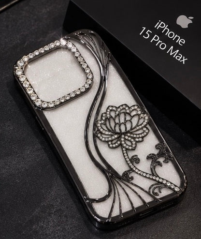 iPhone 15 Pro Max Flower Clear Glitter MagSafe Ring Case