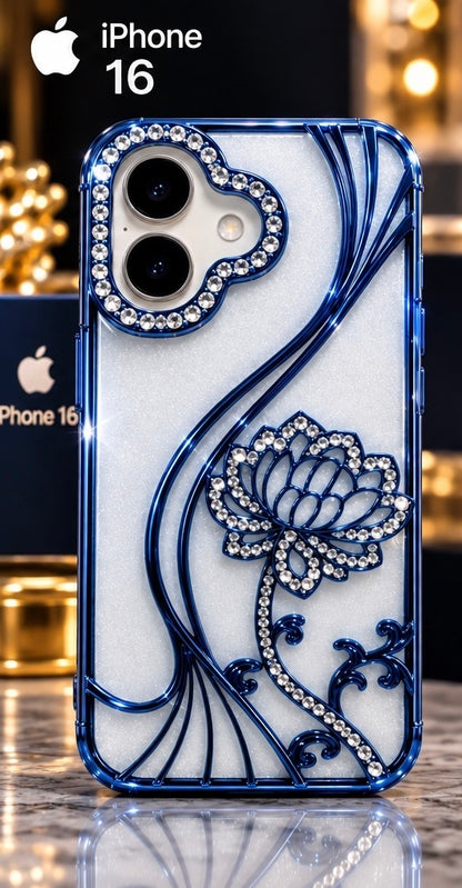 iPhone 16 Flower Clear Glitter MagSafe Ring Case