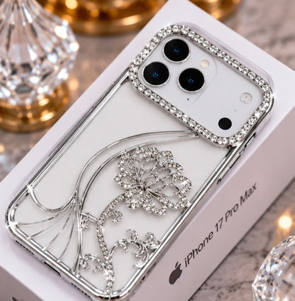 iPhone 17 Pro Max Flower Clear Glitter MagSafe Ring Case