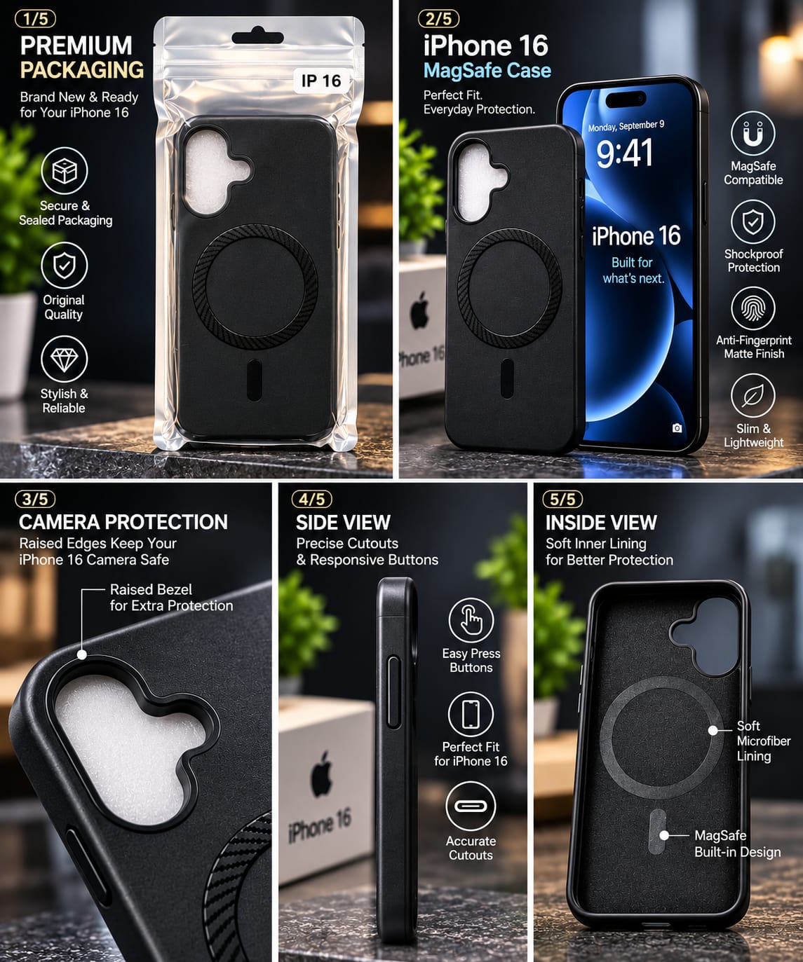 iPhone 16 MagSafe Slim Matte Compatible Shockproof Case