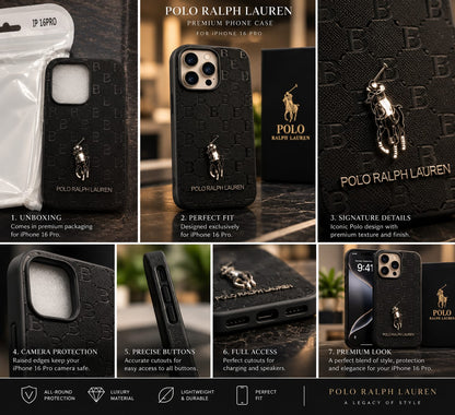 iPhone 16 Pro Premium Polo Ralph Lauren Style Luxury Protective Case