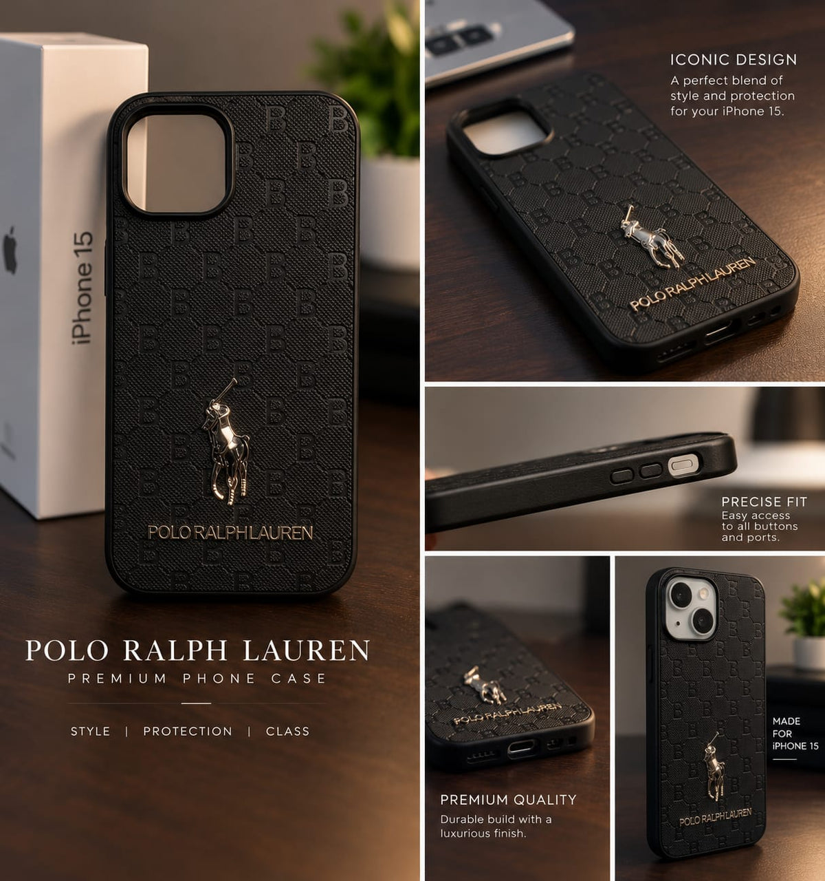 iPhone 15 Premium Polo Ralph Lauren Style Luxury Protective Case