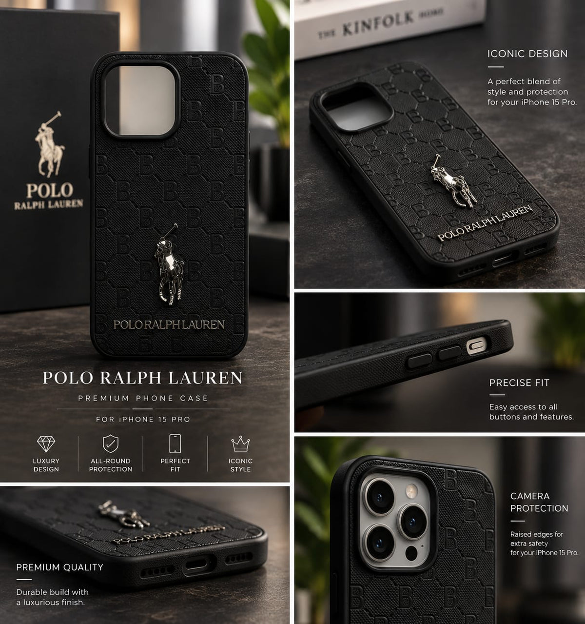 iPhone 15 Pro Premium Polo Ralph Lauren Style Luxury Protective Case