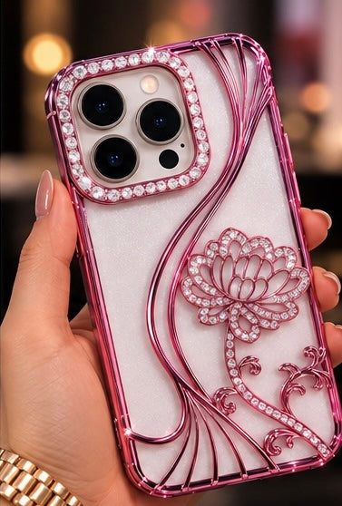 iPhone 15 Pro Max Flower Clear Glitter MagSafe Ring Case