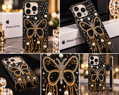 iPhone 15 Pro Luxury Butterfly Crystal Bling Case