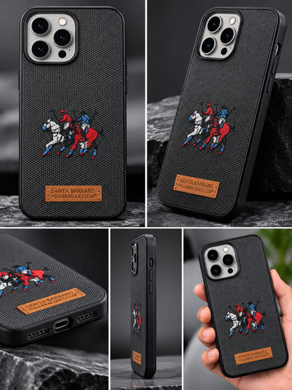 iPhone 15 Pro Max Luxury Polo Horse Leather Case