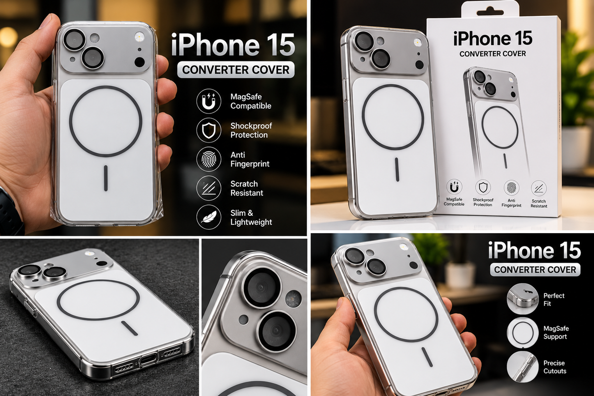 iPhone 15 Converter Cover MagSafe Compatible Shockproof Protective Case