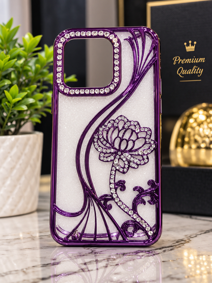 iPhone 15 Pro Flower Clear Glitter MagSafe Ring Case