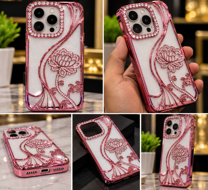iPhone 15 Pro Flower Clear Glitter MagSafe Ring Case