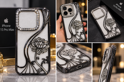 iPhone 15 Pro Max Flower Clear Glitter MagSafe Ring Case
