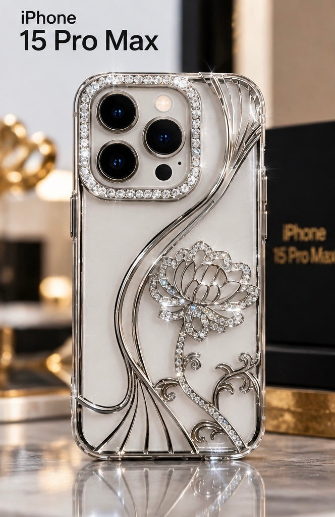 iPhone 15 Pro Max Flower Clear Glitter MagSafe Ring Case