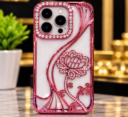 iPhone 15 Pro Flower Clear Glitter MagSafe Ring Case
