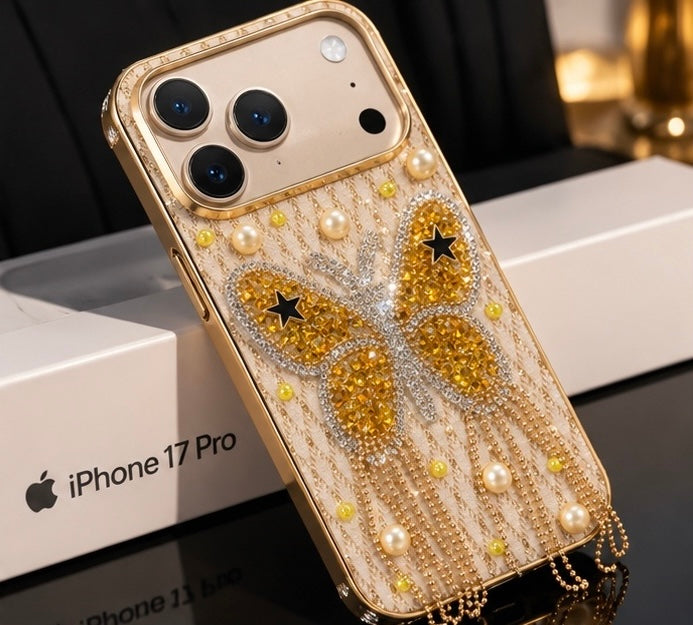 iPhone 17 Pro Luxury Butterfly Crystal Bling Case