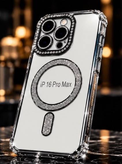 iPhone 16 Pro Clear Glitter MagSafe Ring Case