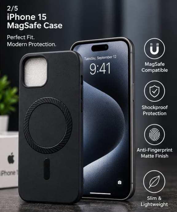 iPhone 15 MagSafe Slim Matte Compatible Shockproof Case
