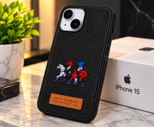 iPhone 15  Luxury Polo Horse Leather Case