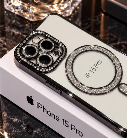 iPhone 15 Pro Clear Glitter MagSafe Ring Case