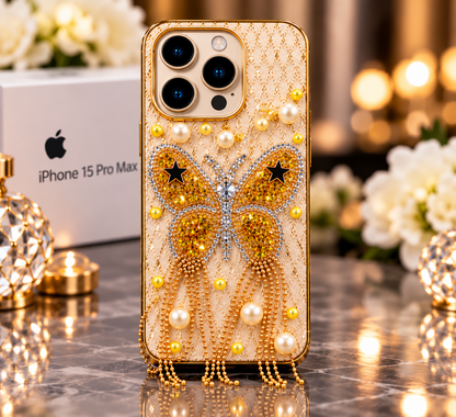 iPhone 15 Pro Max Luxury Butterfly Crystal Bling Case