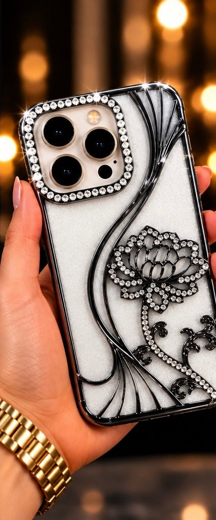 iPhone 16 Pro Flower Clear Glitter MagSafe Ring Case