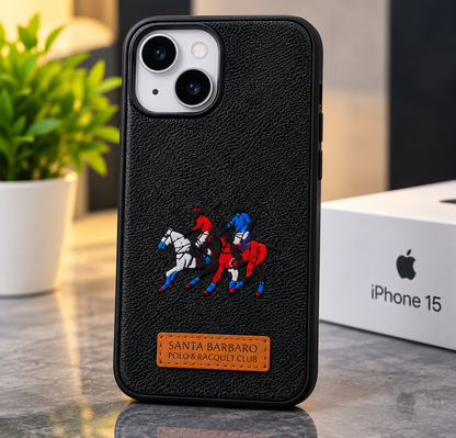 iPhone 15  Luxury Polo Horse Leather Case