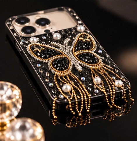 iPhone 15 Pro Luxury Butterfly Crystal Bling Case