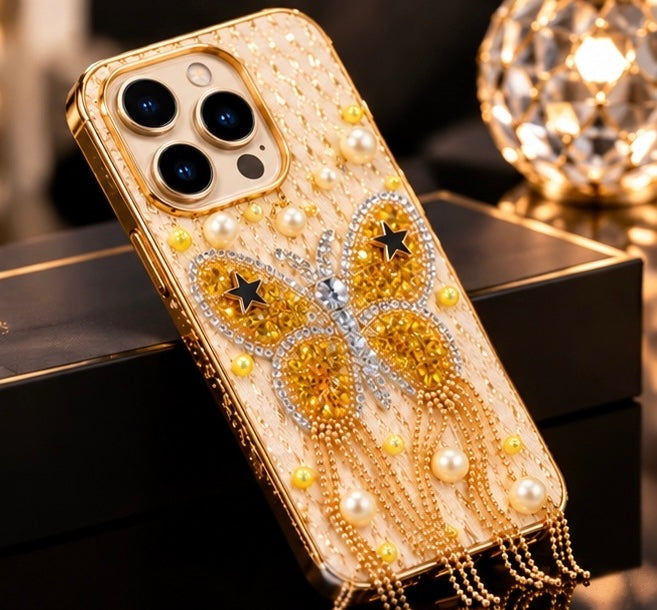 iPhone 15 Pro Max Luxury Butterfly Crystal Bling Case