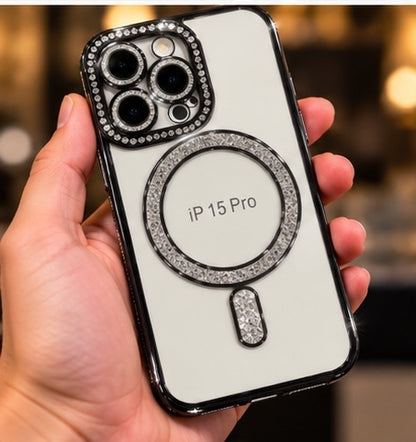 iPhone 15 Pro Clear Glitter MagSafe Ring Case