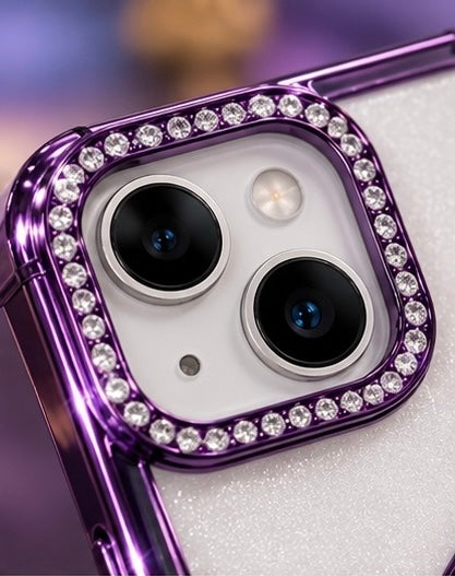 iPhone 15 Flower Clear Glitter MagSafe Ring Case