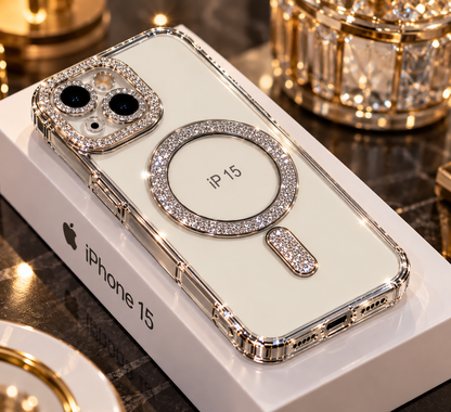 iPhone 15 Clear Glitter MagSafe Ring Case
