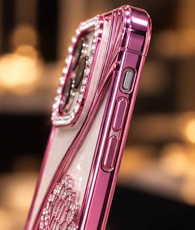 iPhone 15 Pro Max Flower Clear Glitter MagSafe Ring Case