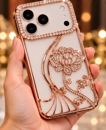 iPhone 17 Pro Max Flower Clear Glitter MagSafe Ring Case