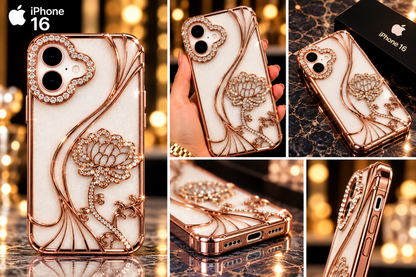 iPhone 16 Flower Clear Glitter MagSafe Ring Case