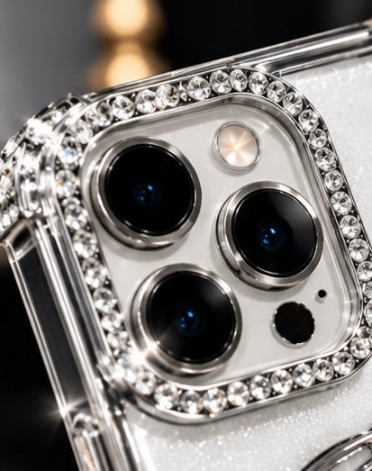 iPhone 15 Pro Flower Clear Glitter MagSafe Ring Case