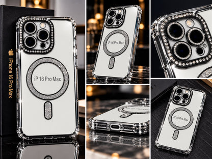 iPhone 16 Pro Clear Glitter MagSafe Ring Case