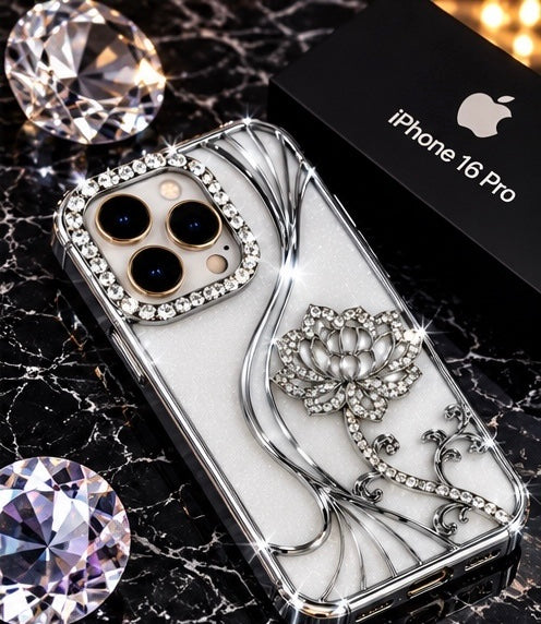 iPhone 16 Pro Flower Clear Glitter MagSafe Ring Case