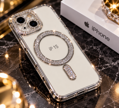 iPhone 15 Clear Glitter MagSafe Ring Case