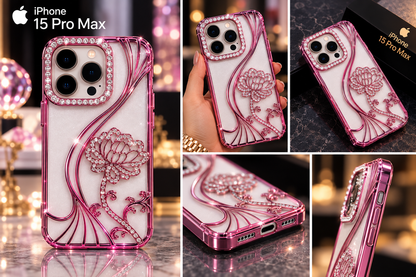 iPhone 15 Pro Max Flower Clear Glitter MagSafe Ring Case