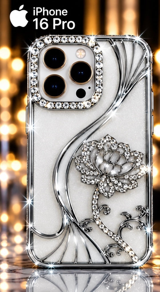 iPhone 16 Pro Flower Clear Glitter MagSafe Ring Case