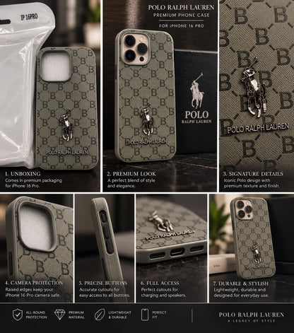 iPhone 16 Pro Premium Polo Ralph Lauren Style Luxury Protective Case