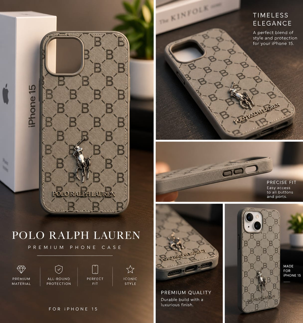 iPhone 15 Premium Polo Ralph Lauren Style Luxury Protective Case