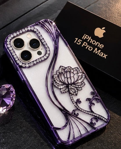 iPhone 15 Pro Max Flower Clear Glitter MagSafe Ring Case