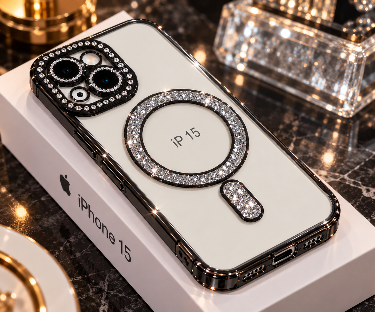 iPhone 15 Clear Glitter MagSafe Ring Case