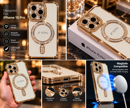 iPhone 15 Pro Clear Glitter MagSafe Ring Case