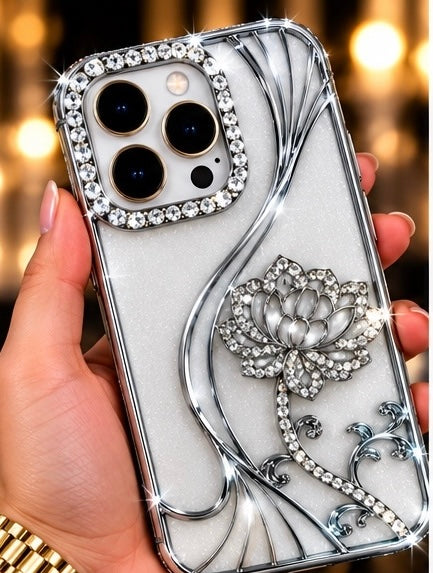 iPhone 16 Pro Flower Clear Glitter MagSafe Ring Case