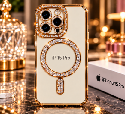 iPhone 15 Pro Clear Glitter MagSafe Ring Case