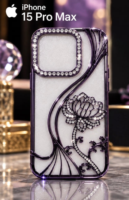 iPhone 15 Pro Max Flower Clear Glitter MagSafe Ring Case