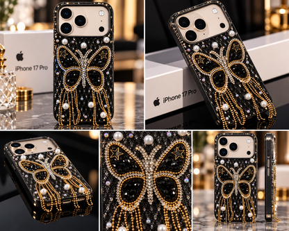 iPhone 17 Pro Luxury Butterfly Crystal Bling Case