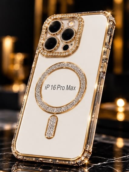 iPhone 16 Pro Clear Glitter MagSafe Ring Case